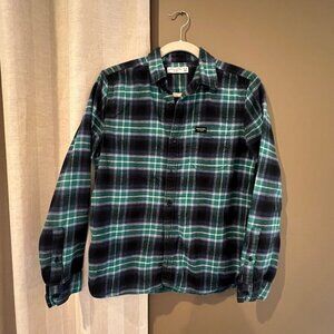 Abercrombie Kids Boys Blue & Green Flannel Plaid Shirt, Size 15/16
